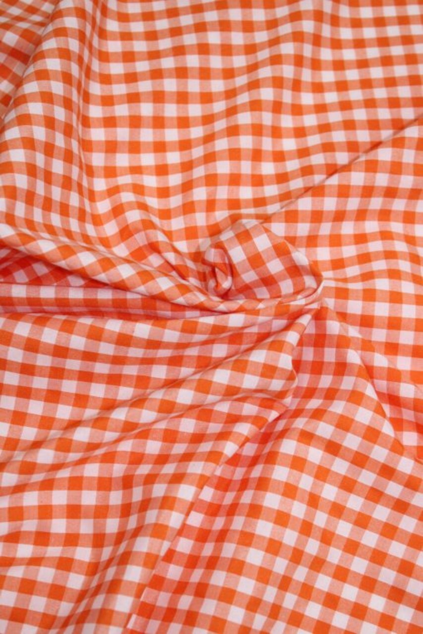 1 Yard Orange 1/8″ Gingham Checkered Poly Cotton Fabric Lightweight Non-Stretch 58/59 Inch Wide
